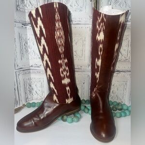 Reef Santa Marta Boots Leather Textile ZipUp Boots Aztec Southwest Boho Sz 8.5
